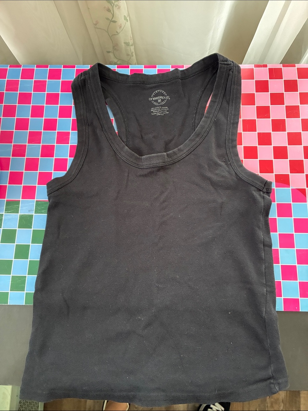One Step Up Black Scoop Neck Tank Top
